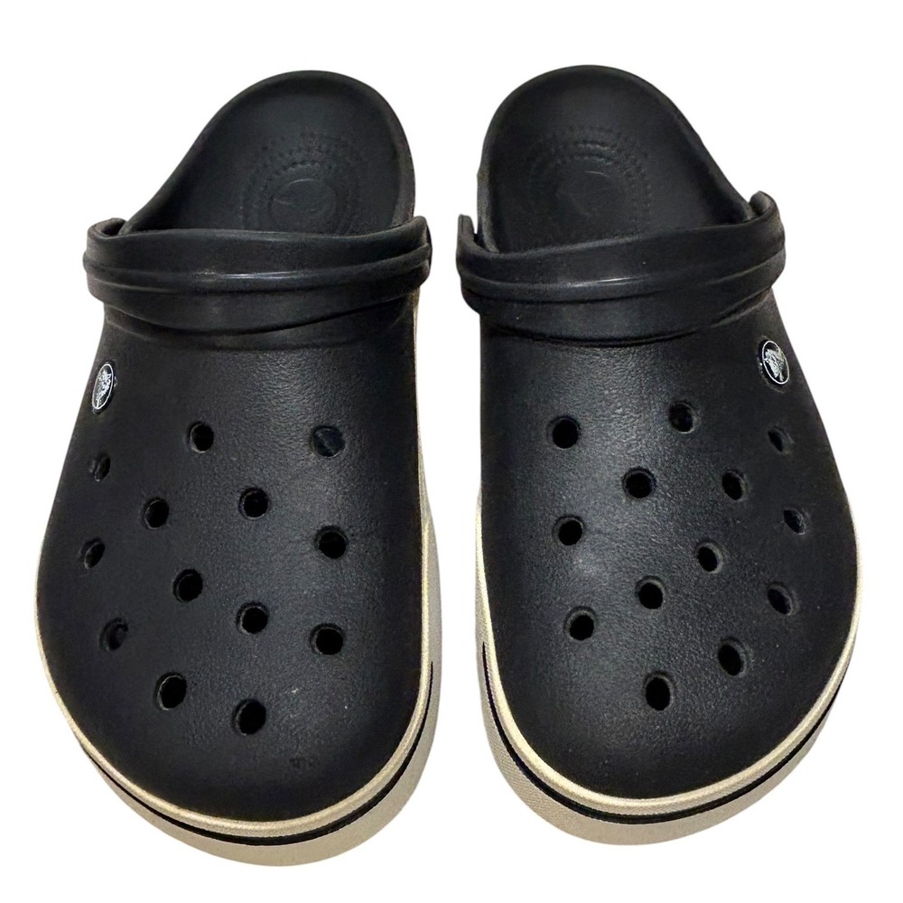 Crocs Crocband Clogs Mens 8 & Womens 10 Black White Sporty Comfort Sandals 11016